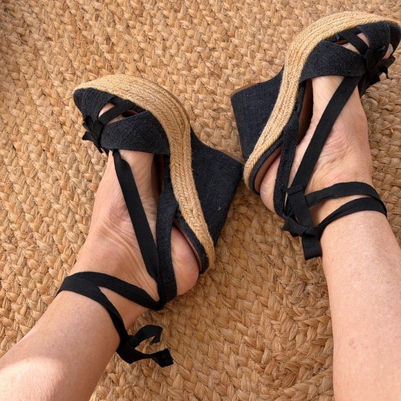 Neiman Marcus, REVOLVE Free People Brand  Wedge platform espadrille Black LOVE - Picture 5 of 10